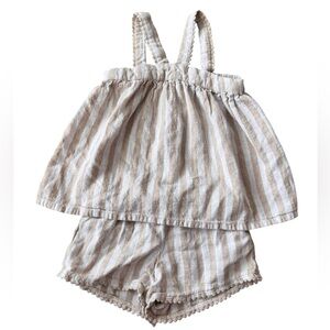 Old Navy Toddler Girl 2-Piece Striped Outfit Tank & Short Set Neutrals Size 3T